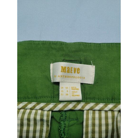 Maeve by Anthropologie Naomi Wide Leg Flare Linen Blend Pants Size 6 Green Retro - Picture 5 of 10